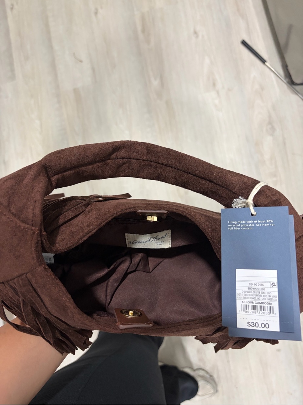 Brown Suede Fringe Shoulder Bag - Picture 4 of 4